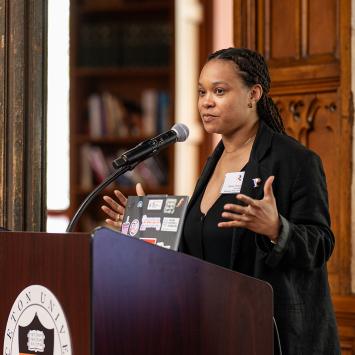 Alumna Selah Hampton speaking at the 2024 Symposium on Race