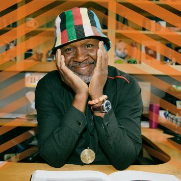 Chika Okeke-Agulu at his desk