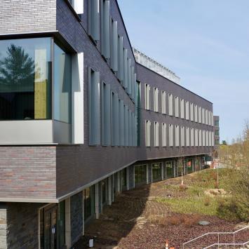 Exterior of Briger Hall on the Princeton campus. 