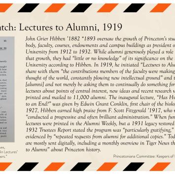 April postcard on Lectures to Alumni, 1919