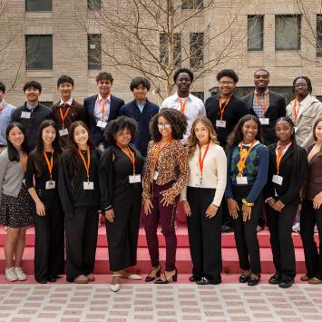 High school students attending the Synposium on Race Relations pose together as a group.