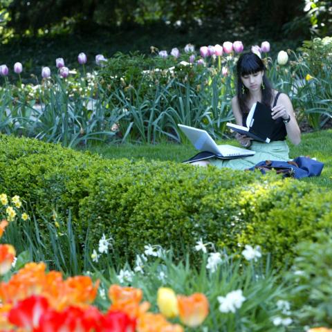 Student in garden