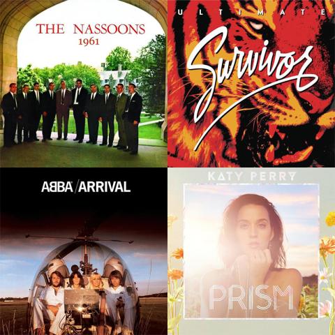 Four album covers in a quadrant