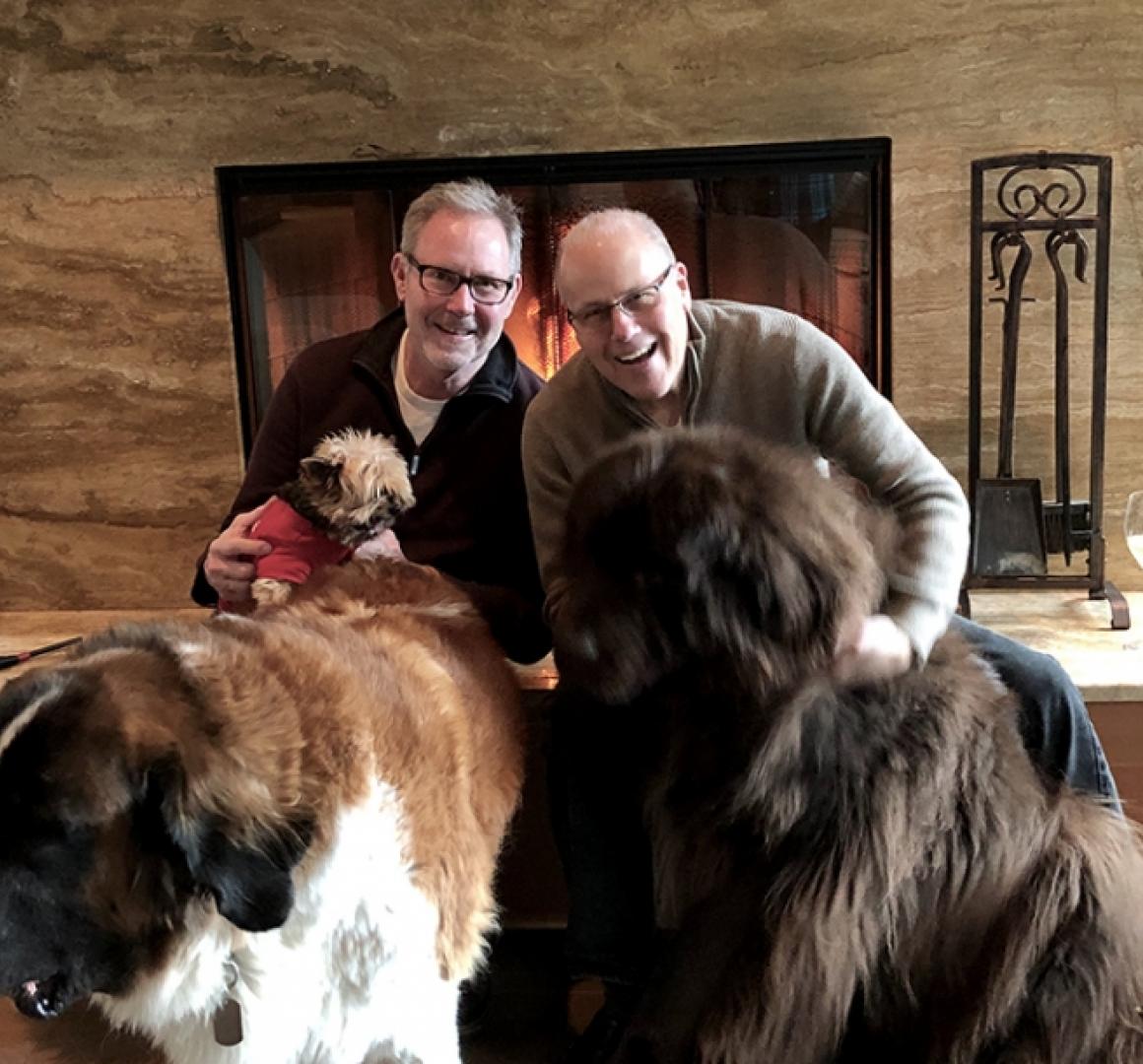Robert D’Acquisto ’72 with partner John Lasater and dogs