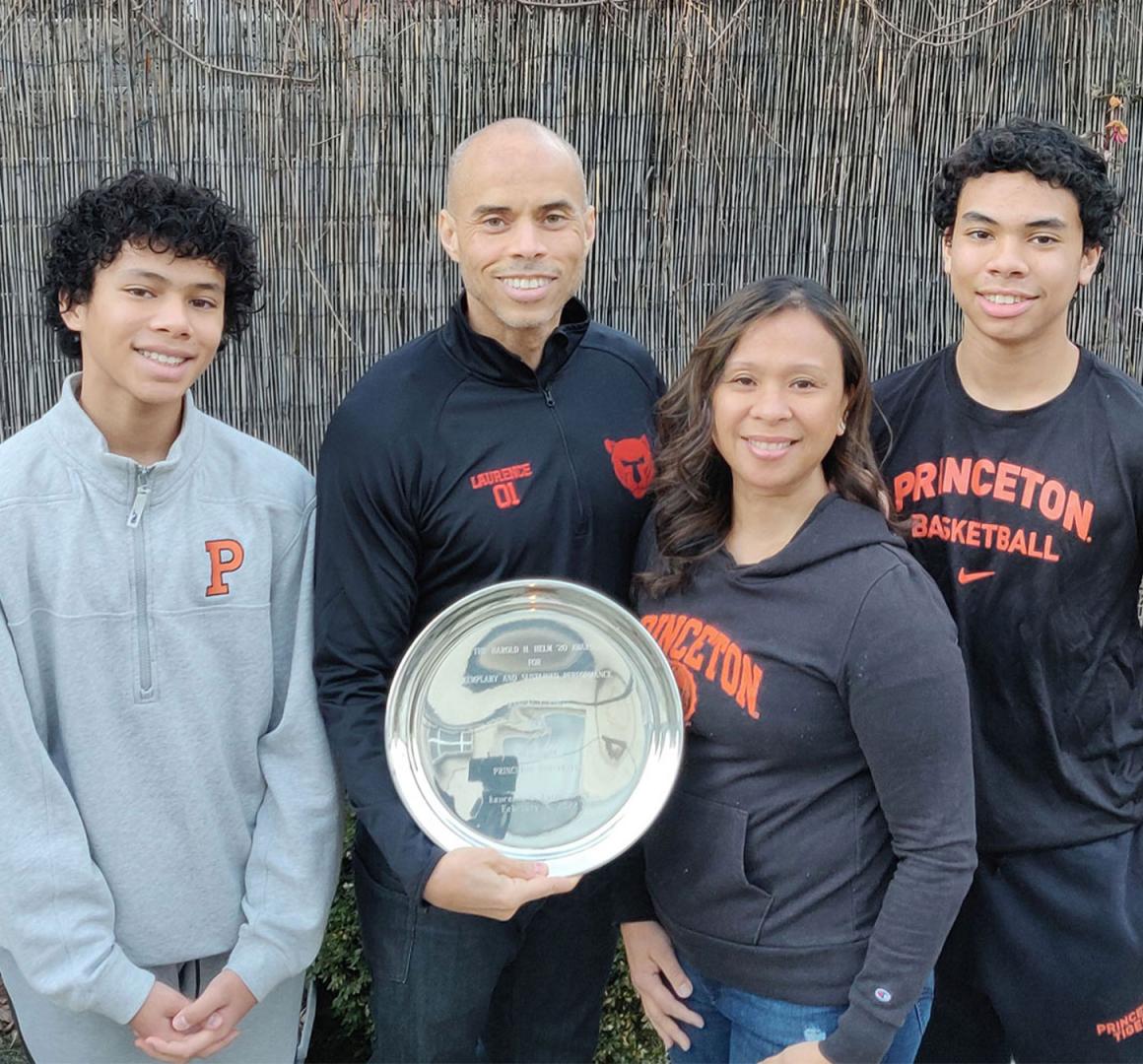 Laurence Latimer *01 with family and Helm Award