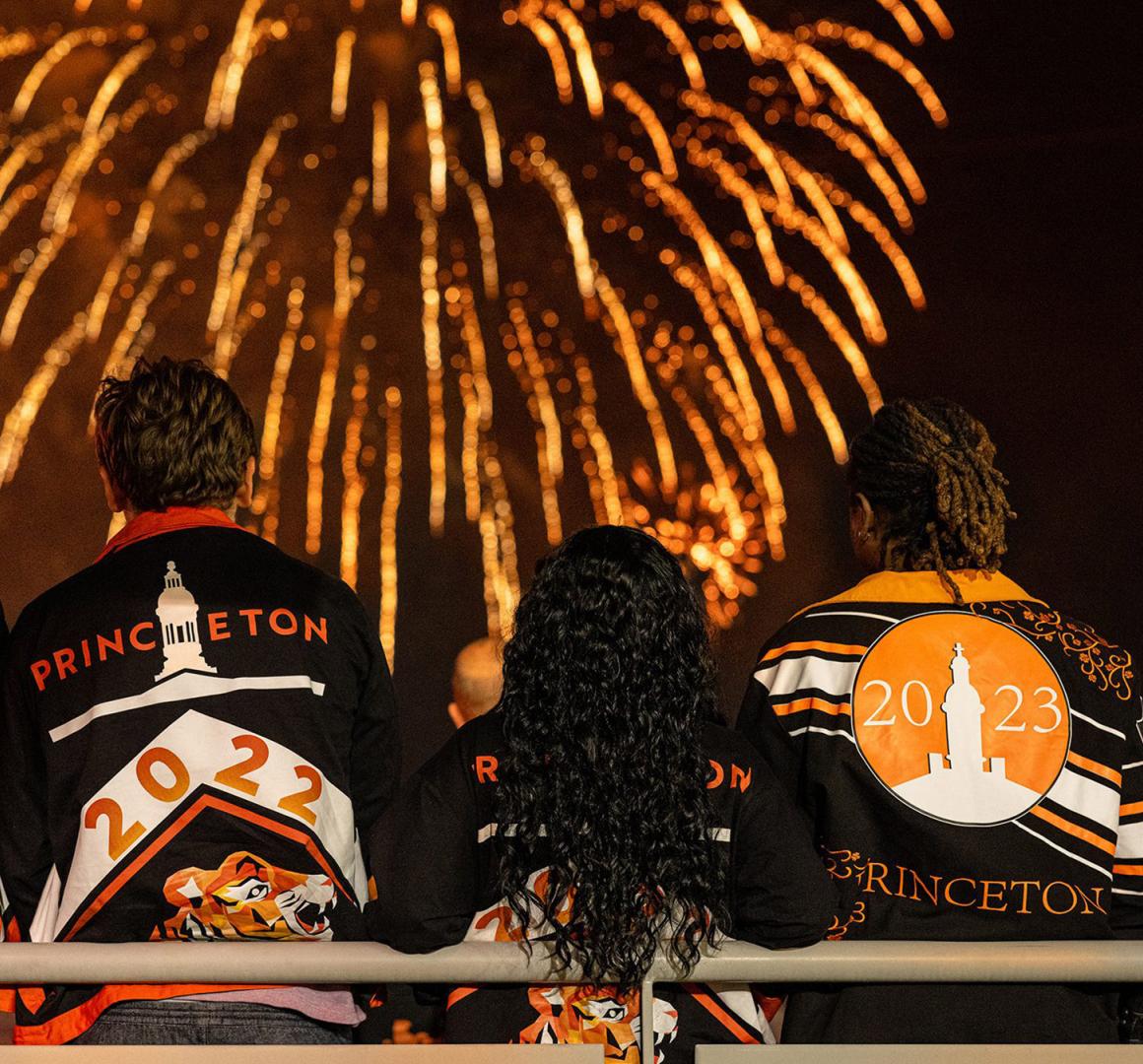 Fireworks explode in the Princeton sky following Reunions