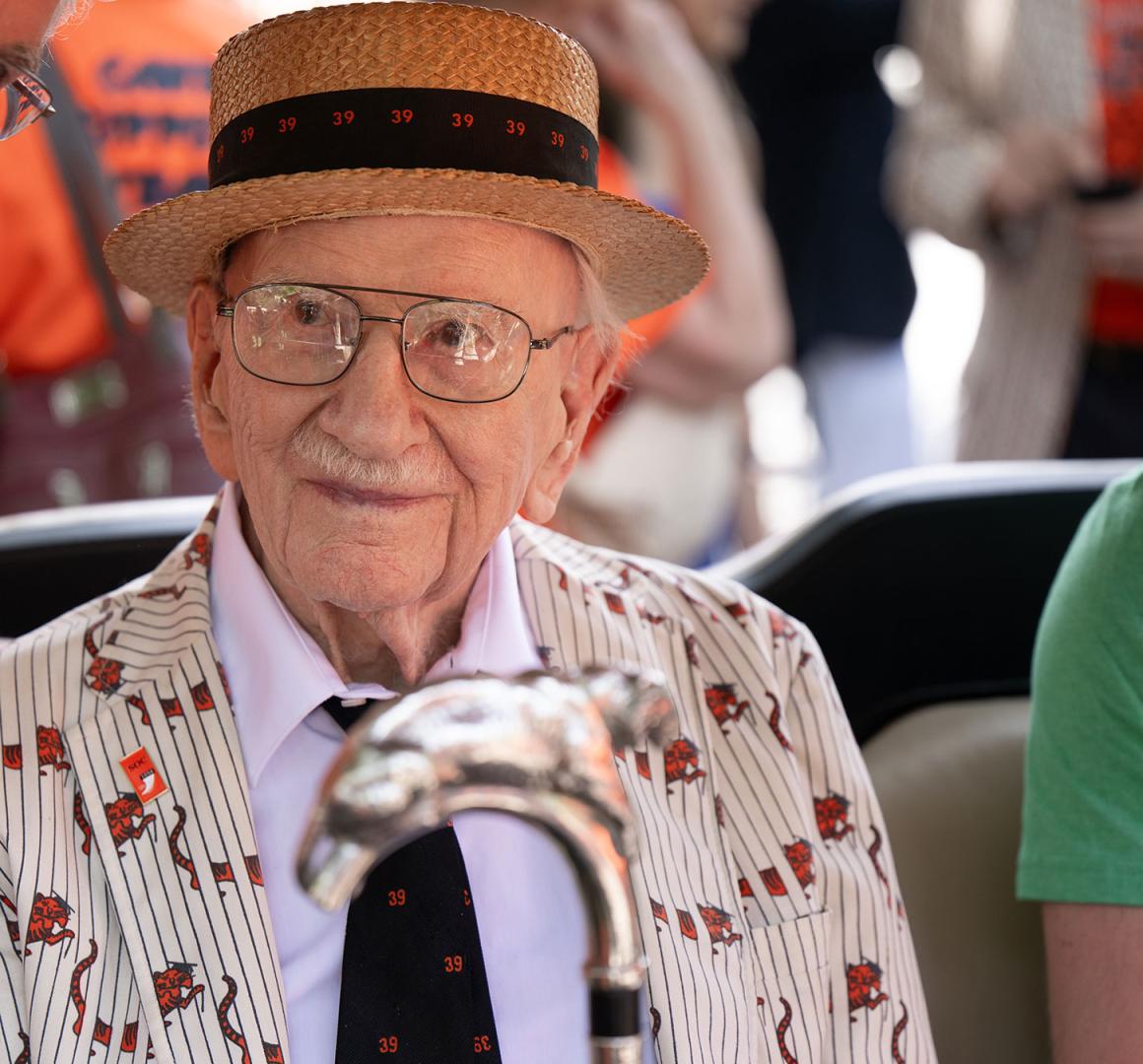 Don Fletcher with the silver tiger cane