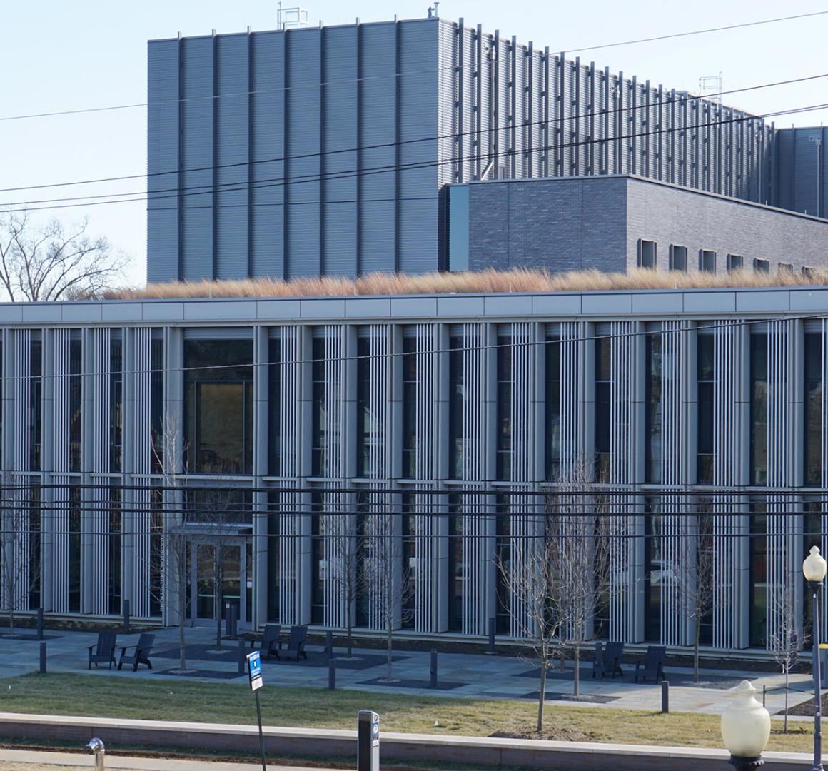 The exterior of Sarofim Pavilion in the new engineering cluster