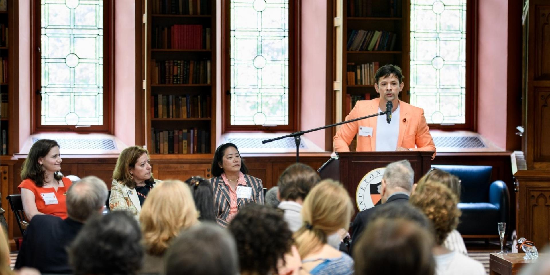 Service to Princeton Award with alumnus at podium.