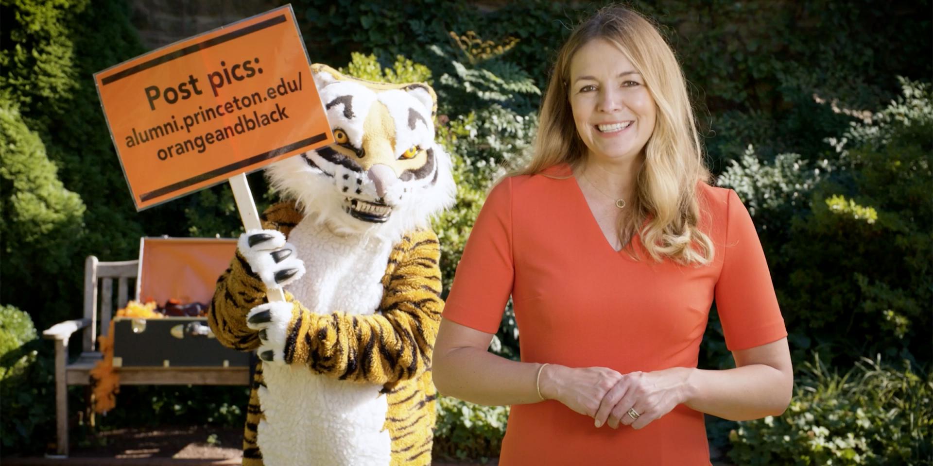 Mary Newburn with Tiger says thank you