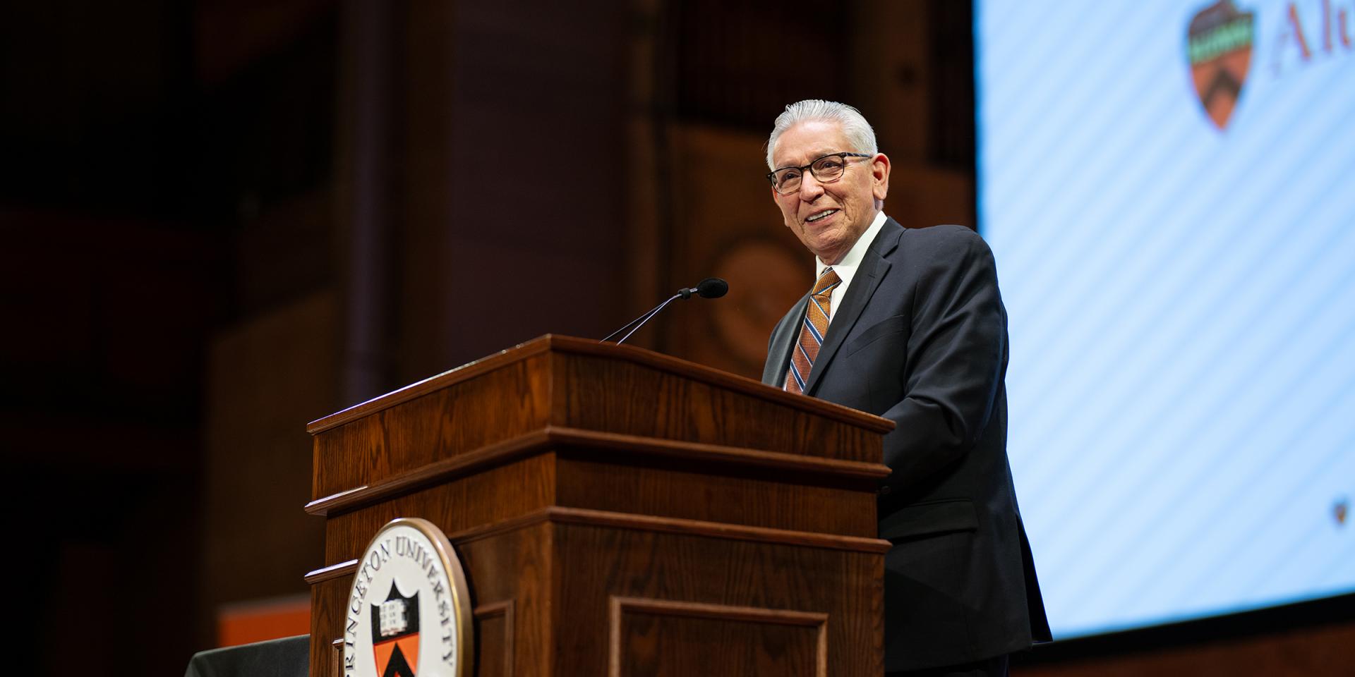Kevin Gover delivering a lecture at Alumni Day 2026