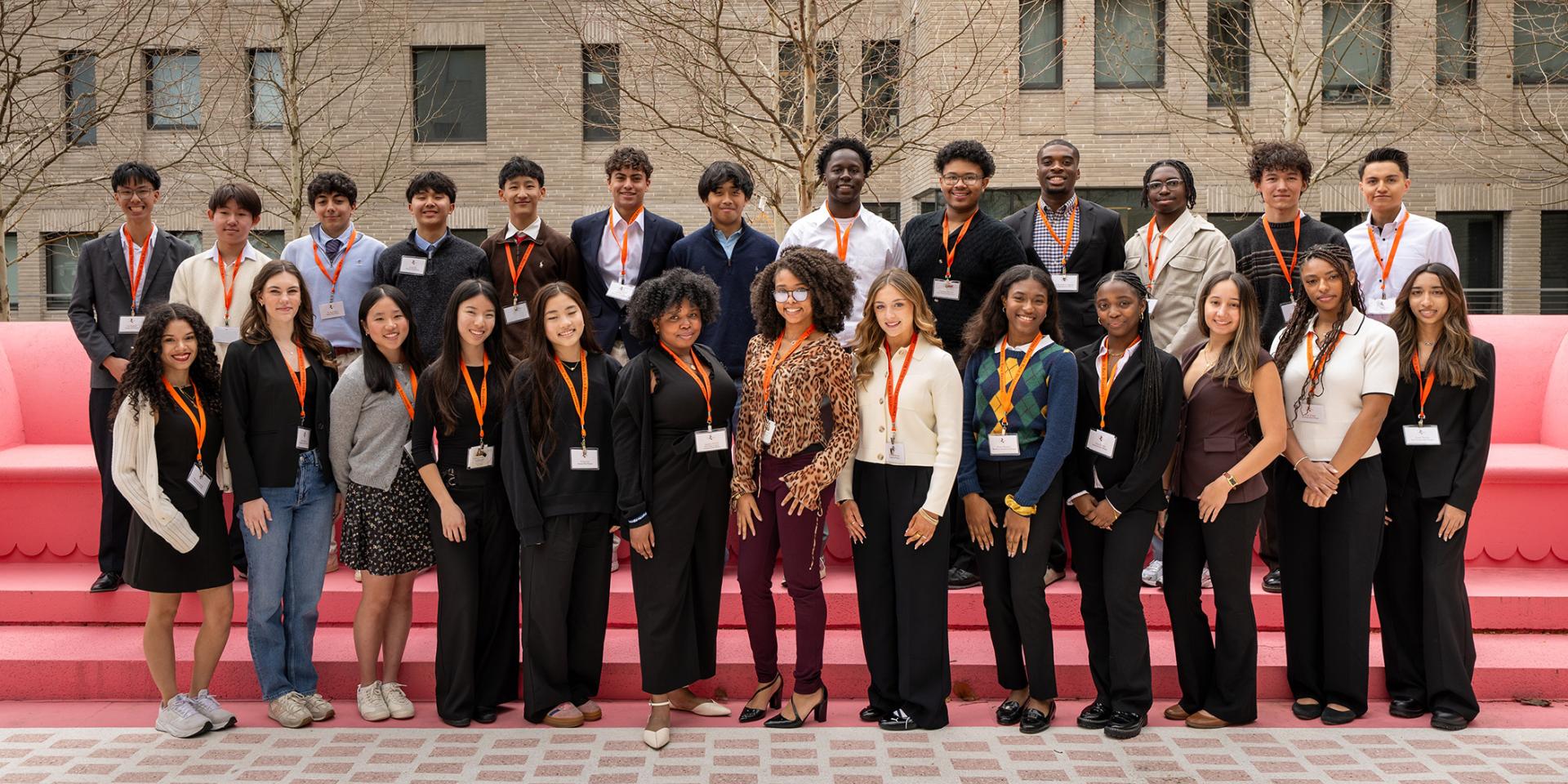 High school students attending the Synposium on Race Relations pose together as a group.