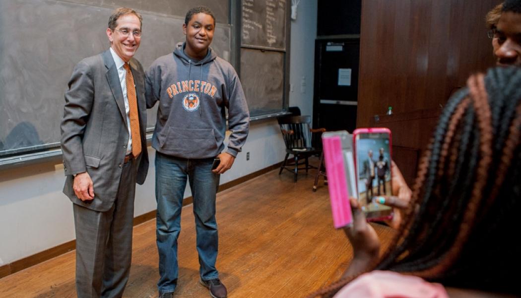 President Christopher L. Eisgruber '83 with LEDA student