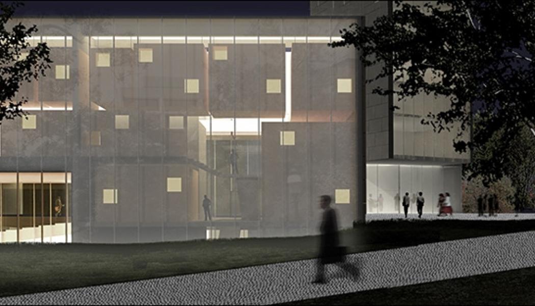 Night view of new music building
