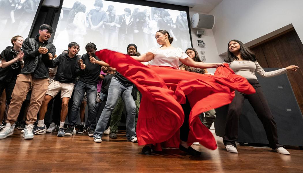 Princeton University Preparatory Program students and dancer from Philadelphia Puerto Rican Institute of Music