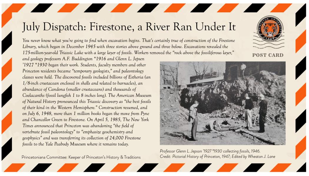 July postcard about the escavation of Firestone Library