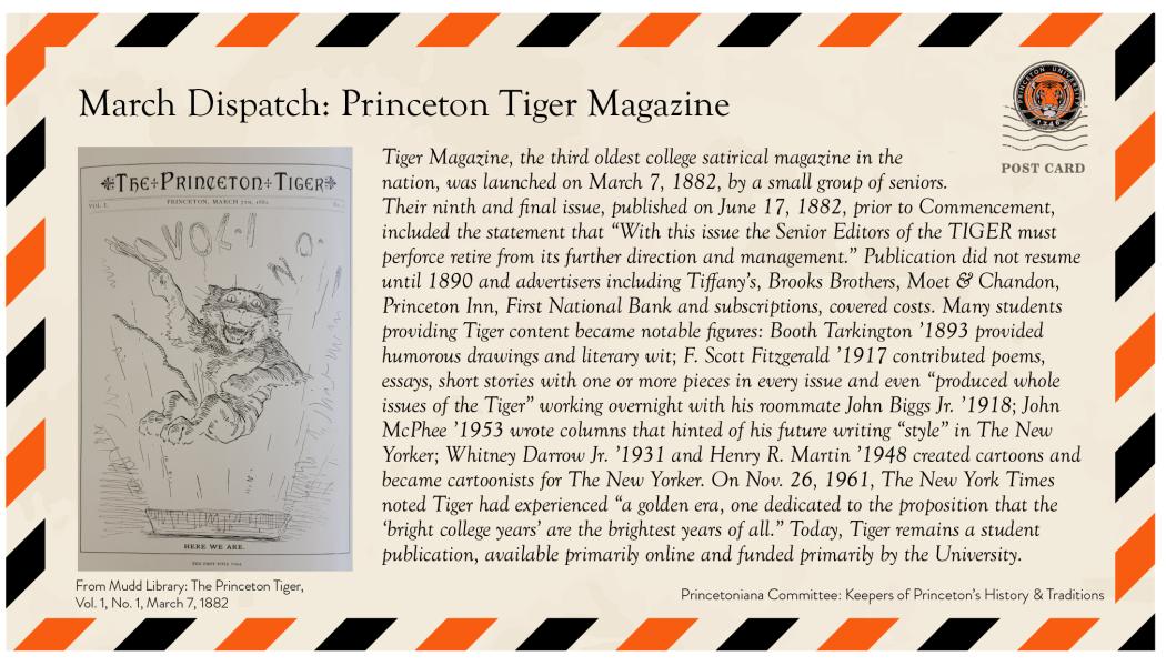 March postcard about Tiger magazine
