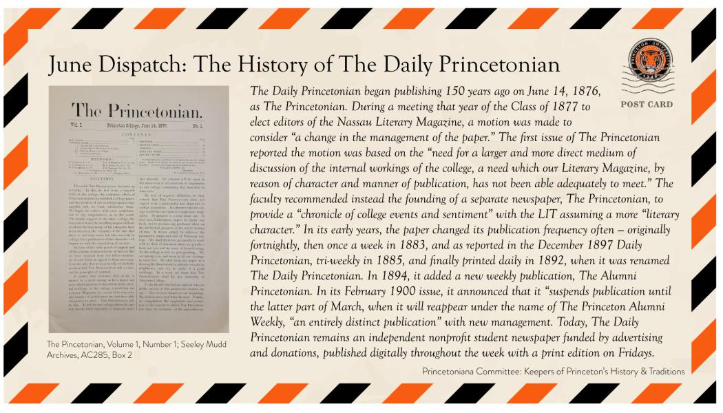 June postcard about Daily Princetonian
