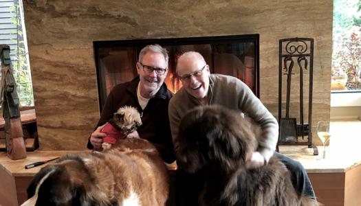 Robert D’Acquisto ’72 with partner John Lasater and dogs