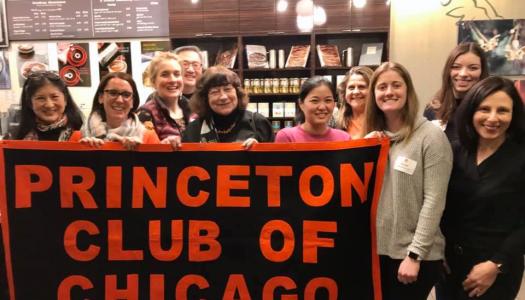 Chicago Regional Club group photo with "Princeton Club of Chicago" sign.