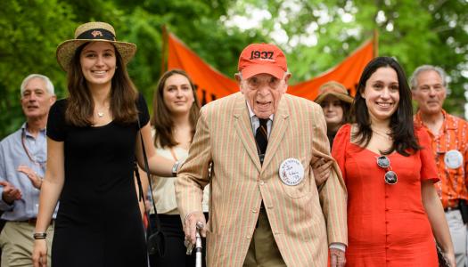 Oldest alumnus Joe Schein at the P-rade 