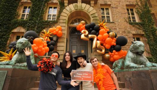 Group photo in front of Nassau Hall during Orange & Black Day