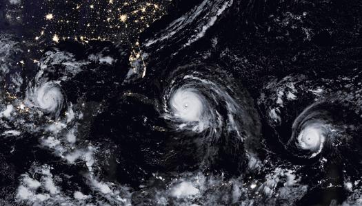 NASA satellite view of multiple hurricanes