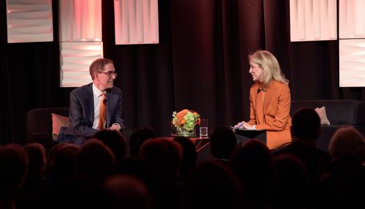 President Eisgruber speaking with Katherine Brittain Bradley in Washington DC 