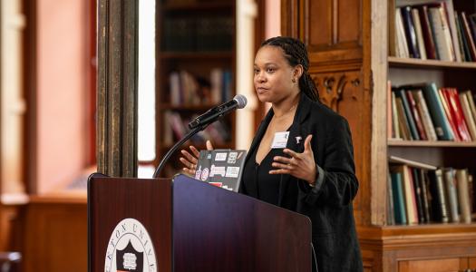 Alumna Selah Hampton speaking at the 2024 Symposium on Race