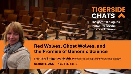 A banner featuring Brigitte vonHoldt promoting her TigerSide Chat.