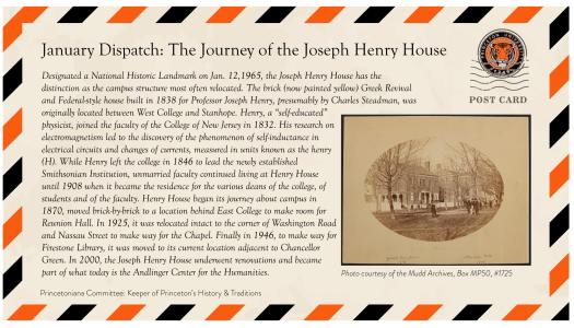 January postcard about Joseph Henry House.