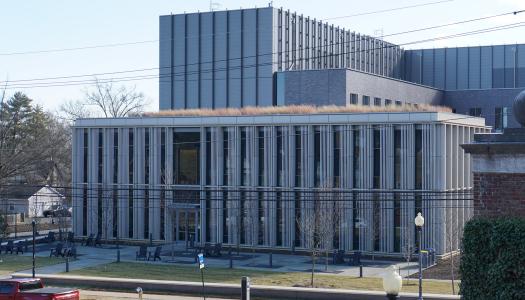 The exterior of Sarofim Pavilion in the new engineering cluster