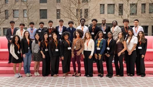 High school students attending the Synposium on Race Relations pose together as a group.