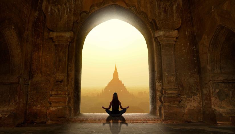 Individual doing yoga in India