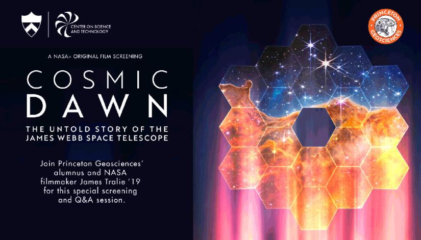 A movie poster with a colorful cluster of hexagons that depict deep space.