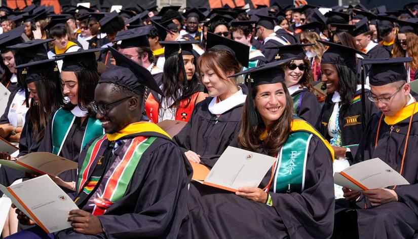 Princeton seniors seated during their commencement ceremony. 