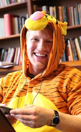 Student in tiger suit