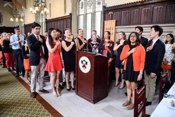 Alumni Council meeting singing Old Nassau.