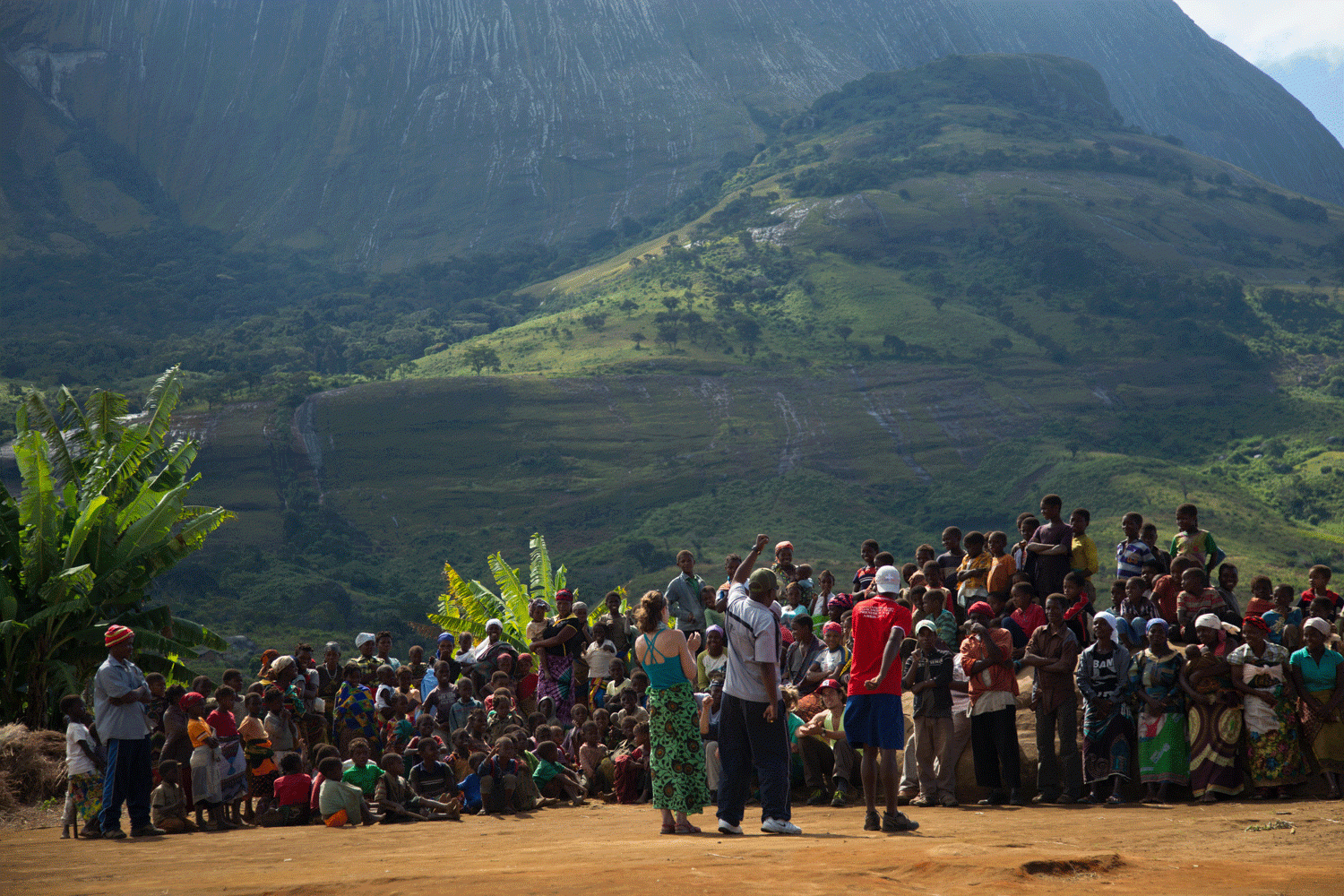Majka Burhardt '98 and Geraldo Palalane present the findings of Legado’s 2014 vertical biodiversity expedition with the Mucunha community on Mount Namuli, Mozambique. Photo by James Q Martin for Legado.