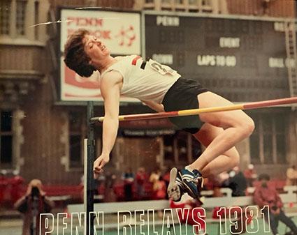 Kate Delhagen '84 high-jump