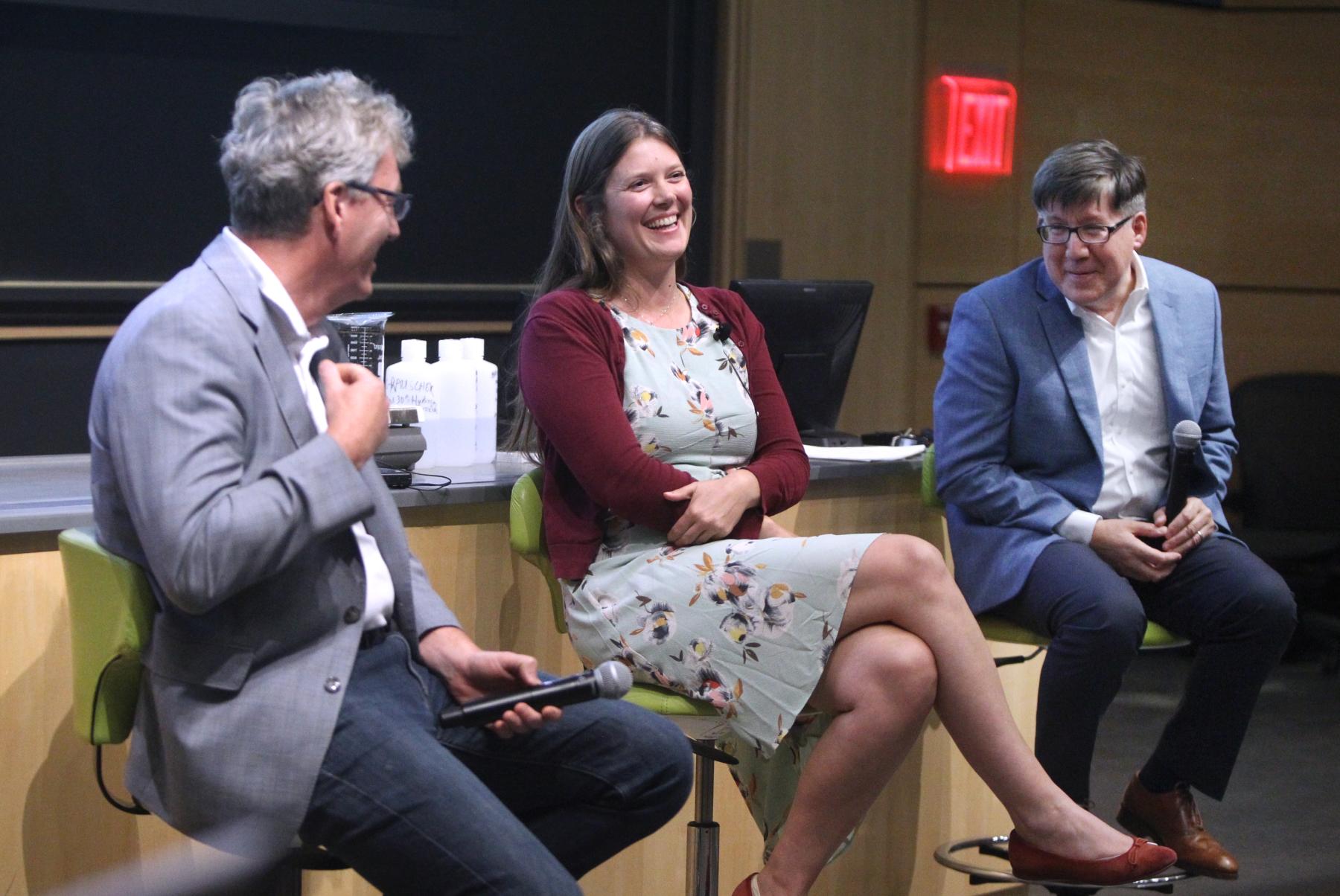 David MacMillan, Leslie Schoop and Erik Sorensen at on a Reunions panel