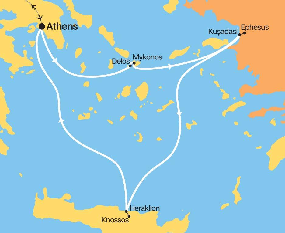 Map of the Route for the 2026 Princeton Journey to Greece