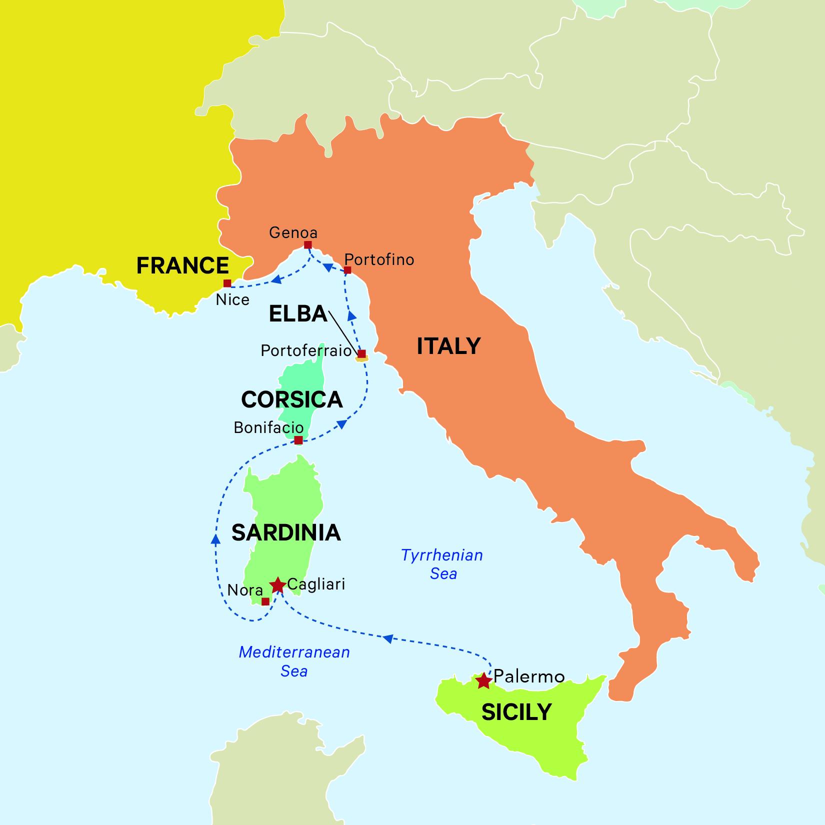 Palermo to Nice Princeton Journey travel route