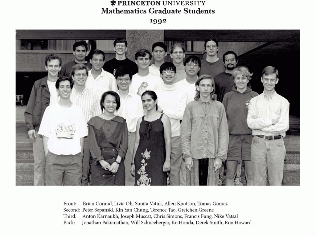 group photo of Princeton 1992 math graduate students