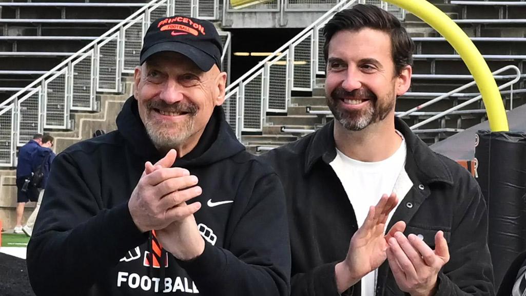 Don Grasso '76 and his son, Rick, in Princeton Stadium